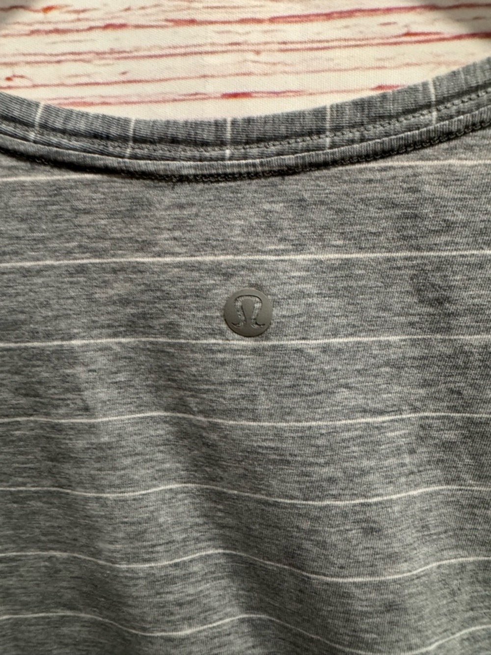Lululemon Love Crew III in Short Serve Stripe Heathered Medium Grey White Sz 8 - Picture 6 of 6